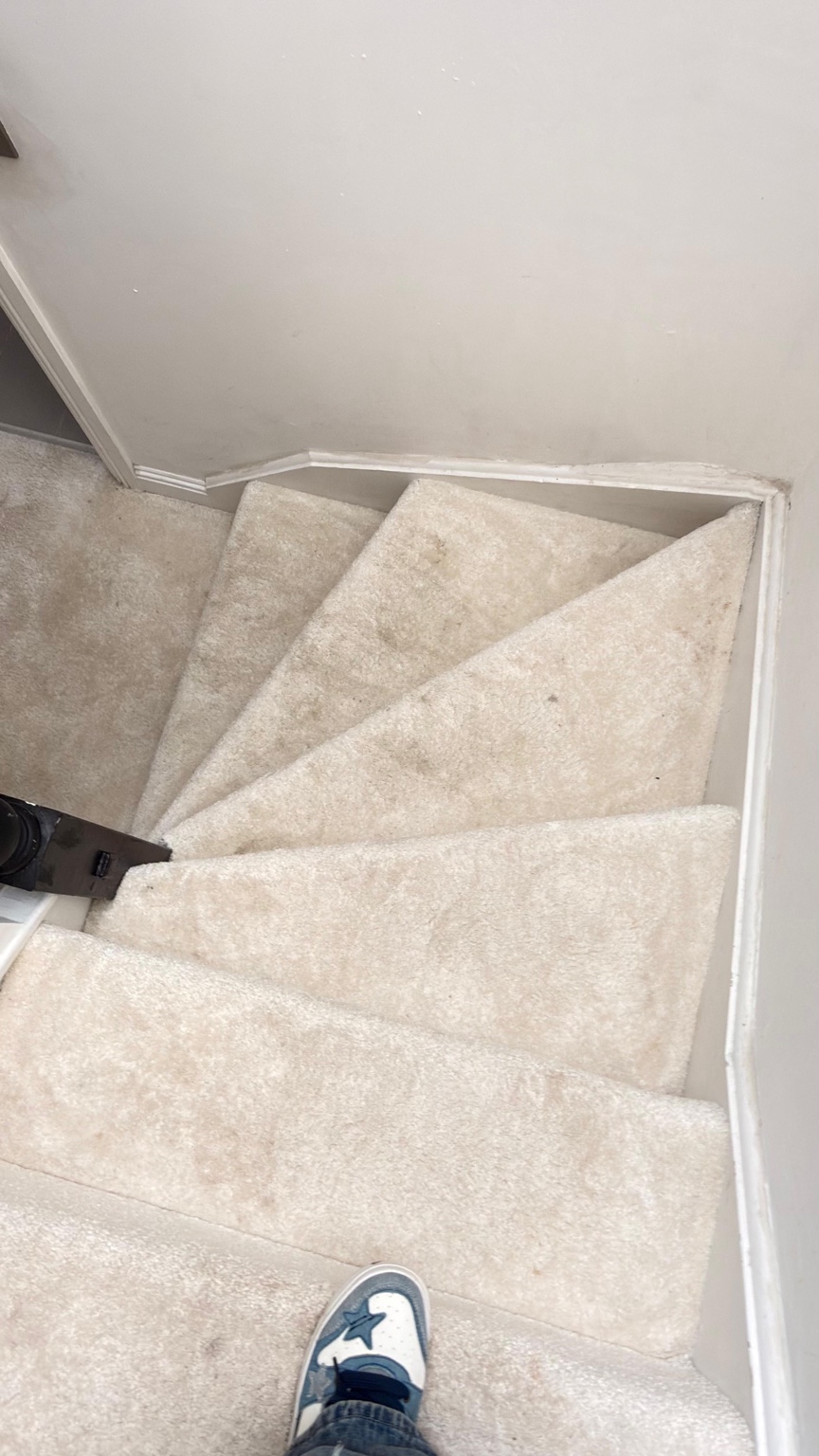 Cream stair carpet after cleaning