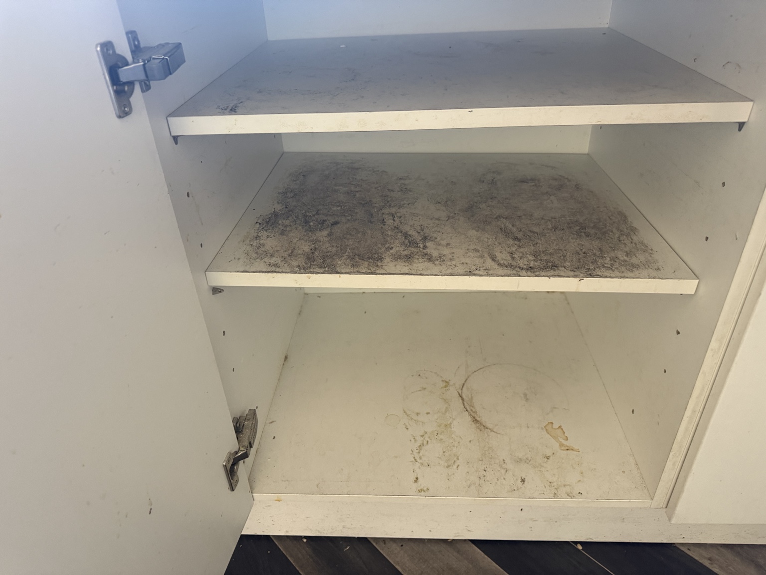 Kitchen cupboard before deep cleaning