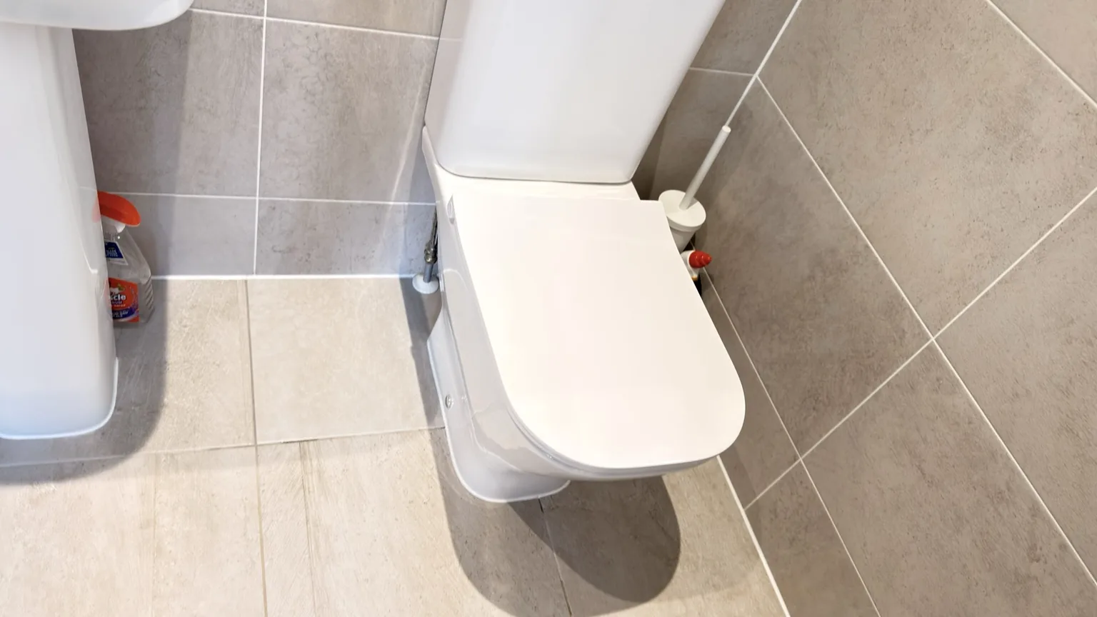 Clean toilet area and tiled bathroom floor after RASO cleaning
