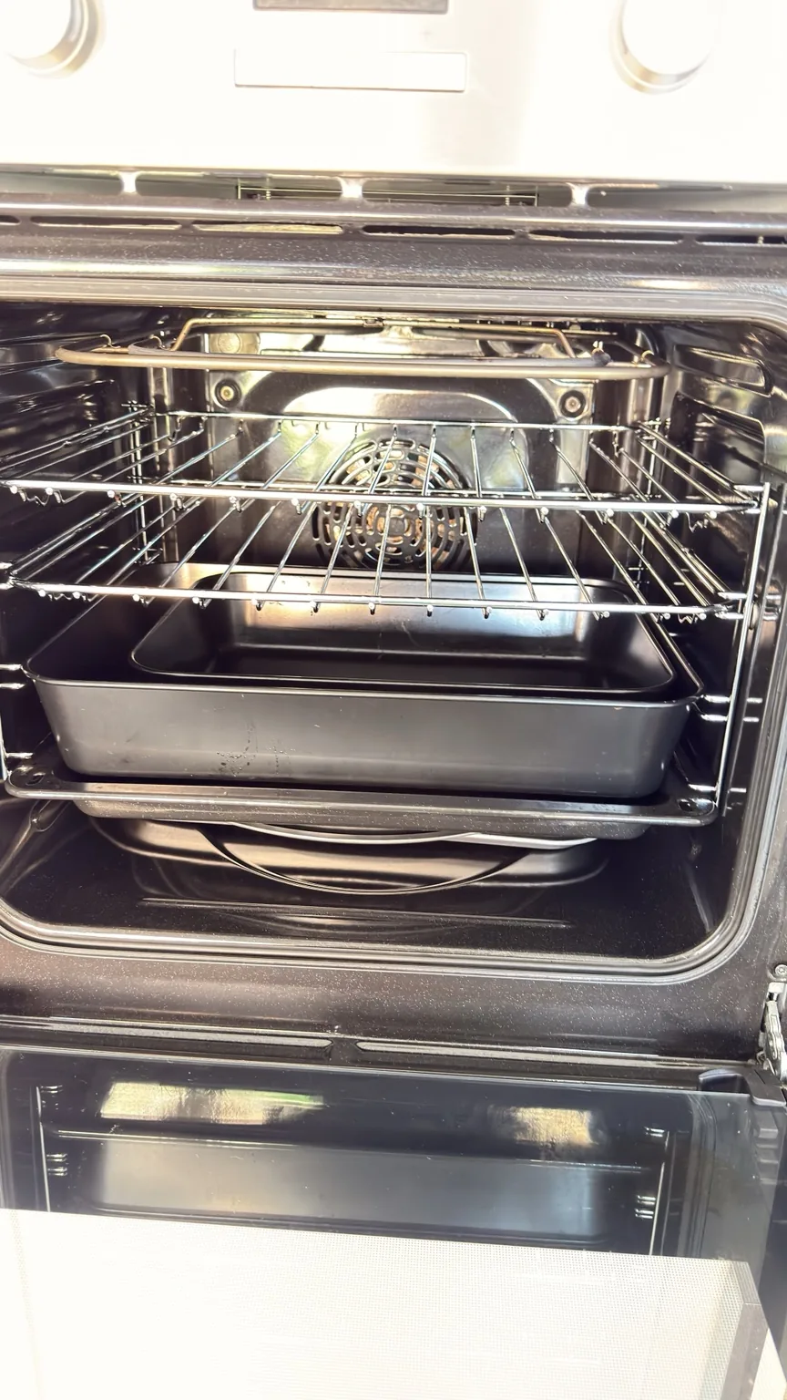 Clean oven racks, trays and interior after RASO oven cleaning