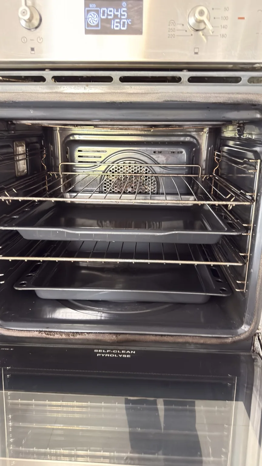 Clean oven interior after professional RASO oven cleaning