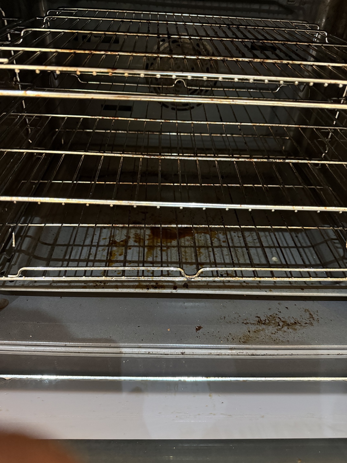 Oven interior before deep cleaning